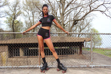 Load image into Gallery viewer, Ladies Pink &amp; Black Short Set

