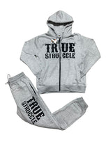 Load image into Gallery viewer, Gray Full Zip Hoodie w/ Chenille Printed logo
